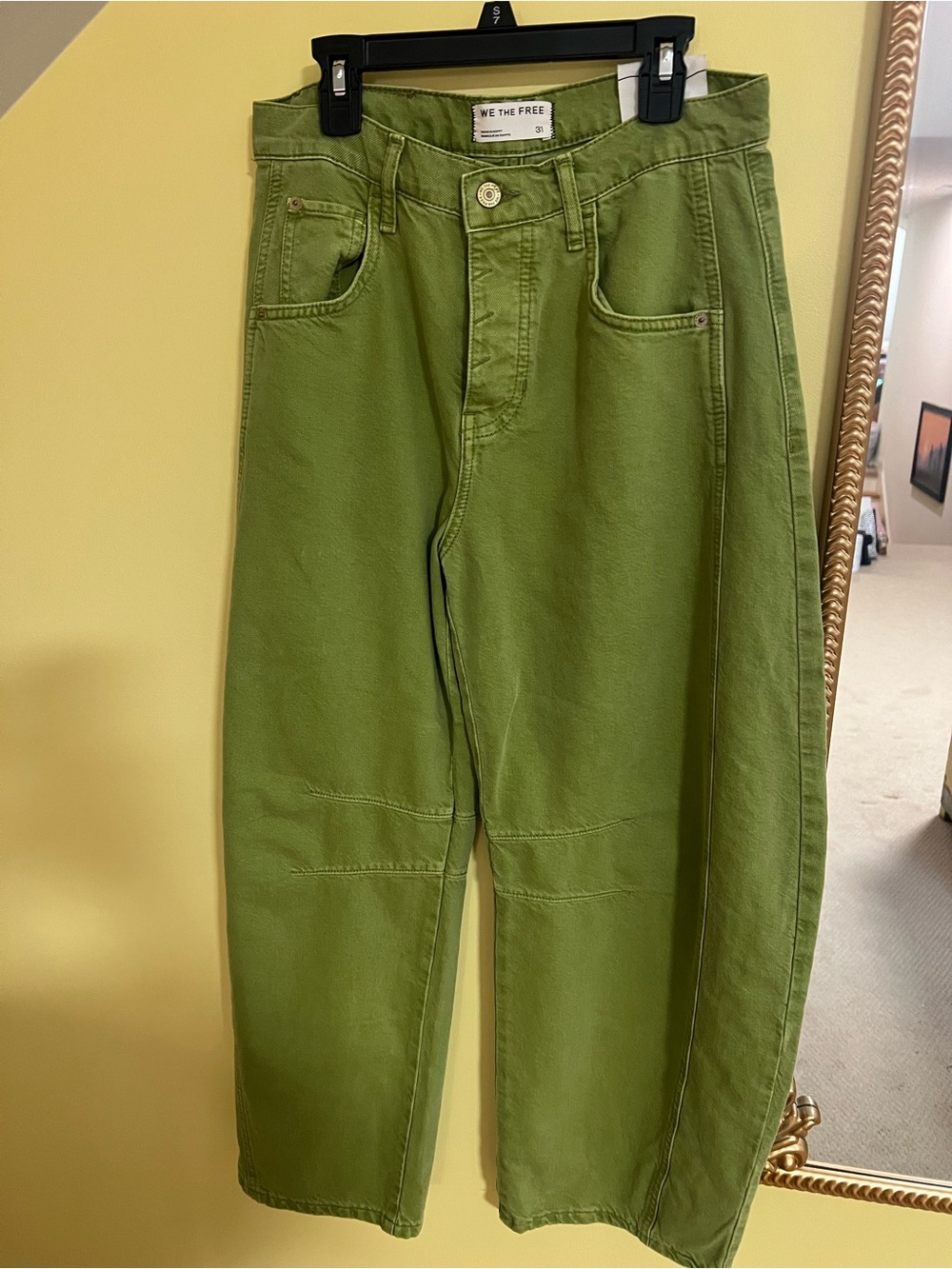 We The Free green barrel jeans